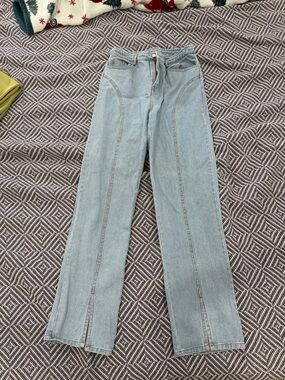 Light Wash Women’s Jeans with Front Seam Detail flare